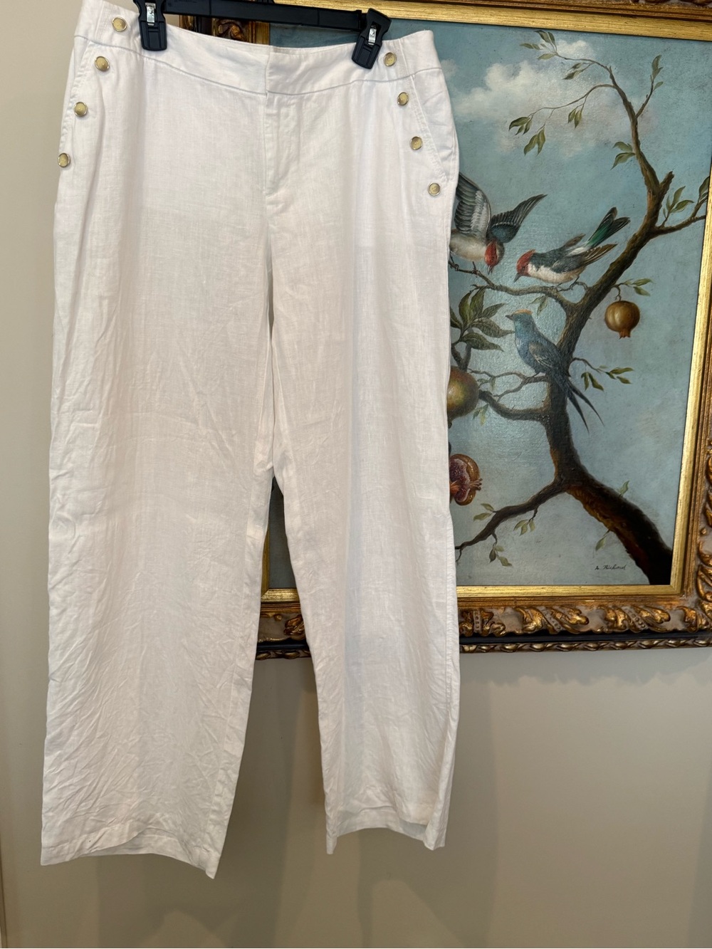 INC International Concepts White Wide-Leg Linen Sailor Pants